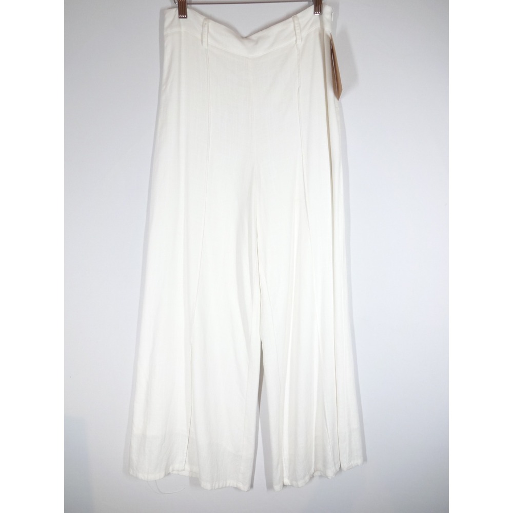 Sage The Label Wide Leg Trousers Women Medium White High Rise Coastal Minimalist